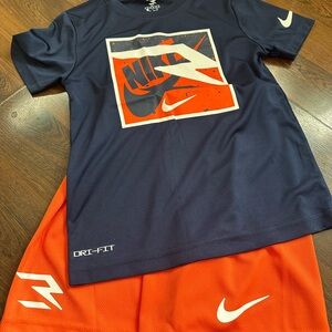 Nike Kids Blue and Orange Graphic Short Set
